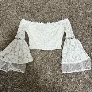 Fashion Nova Cropped Bell Sleeve Top